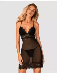 See-through chemise with lace